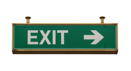 Isolated Green Exit Sign with Right Arrow