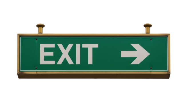 Isolated Green Exit Sign with Right Arrow