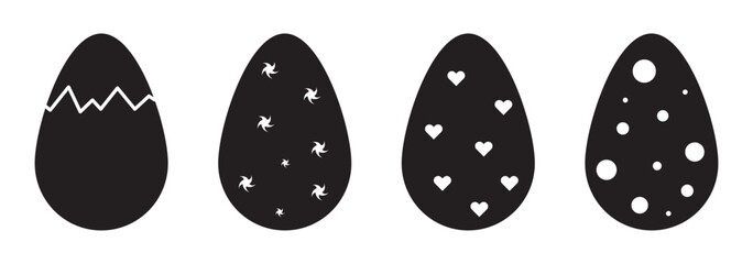 Easter egg icon Thin line art collection on transparent background. EPS 10.