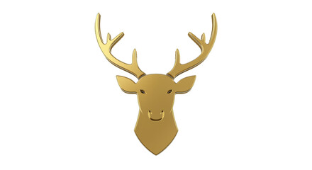 Isolated Golden Deer Head Decoration Ornament Design