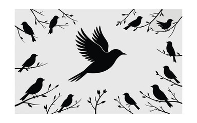 Flying bird silhouette. Bird silhouette vector illustration