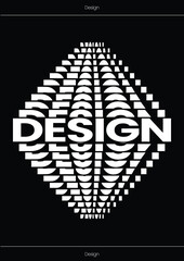 'DESIGN' Word in Diamond Halftone Grid Layout