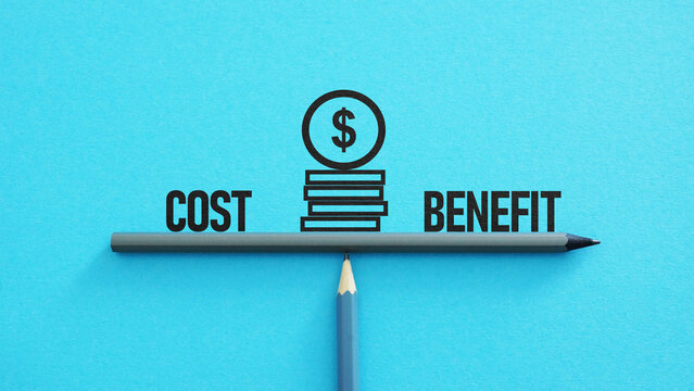 Cost-benefit analysis CBA is shown as business and financial concept