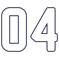 04,Classic Vintage Sport Jersey Number, Uniform numbers in black as fat fonts, number. For American football, baseball or basketball and ice Hockey.