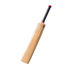 Naklejka premium wooden cricket bat with red-black grip for World Cup/IPL action. isolated on transparent background