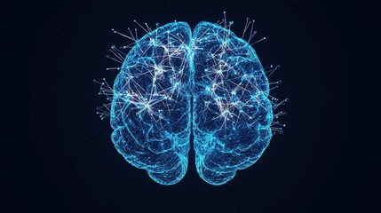 A digital illustration of a brain with neural connections represented by glowing lines and nodes.