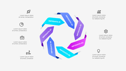 Modern Infographic Design with 7 Segments and Icons representing business, growth, and operations, showcasing concept visualization and data presentation