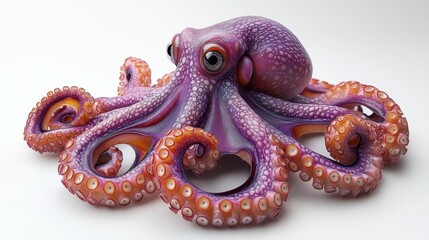 An octopus is shown on a white background