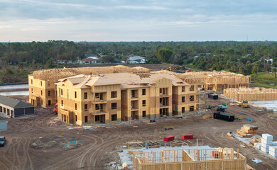 Apartment condos under construction. Development of residential housing in North Port, Florida....
