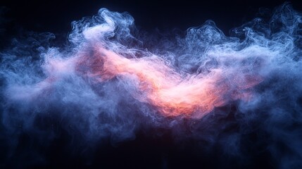 A blue and pink smoke cloud on a black background