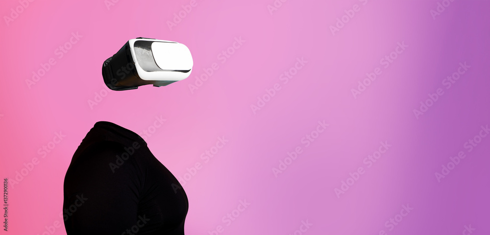 Aufkleber a person engages with advanced virtual reality technology using a headset. the figure appears headle