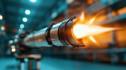 A dynamic burst of energy erupting from a high-tech device, captured in a vivid moment, showcasing the intersection of technology and creativity in modern scientific applications.