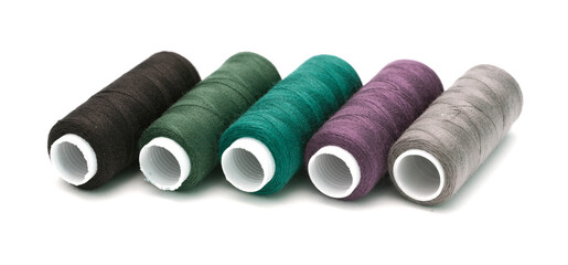 ull cross-wound spools of thin sewing tread