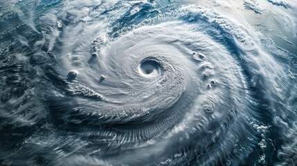 photograph of From an aerial perspective a satellite image captures vastness and powerful characteristics of a hurricane displaying its swirling clouds eye of storm