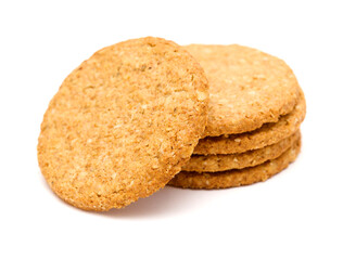Oatmeal digestive biscuit, isolated on white background 