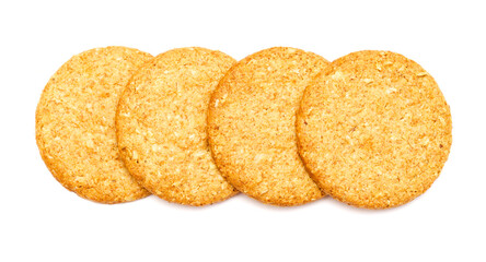 Oatmeal digestive biscuit, isolated on white background 