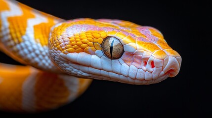 Fototapeta premium A close up of a snake's head on a black background