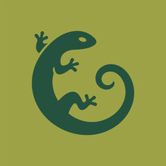 lizard on a green background