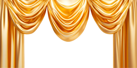 Elegant Gold Curtains Draped Stage Theater Luxury