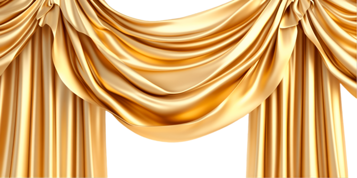 Luxurious Gold Curtains Draped Elegantly Theater Stage Design