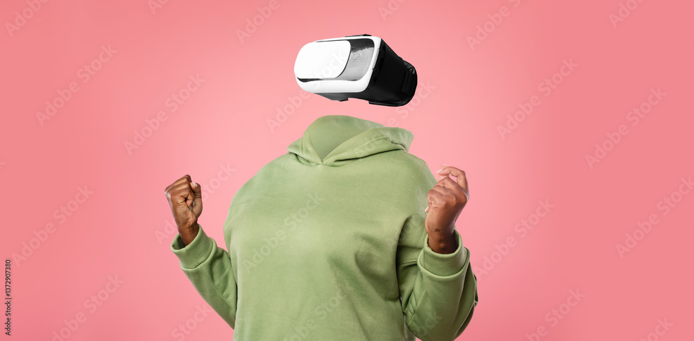 Aufkleber a person is immersed in a virtual reality experience using modern goggles.