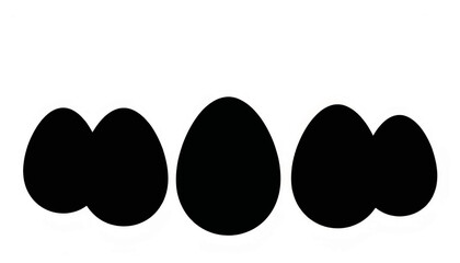 Black silhouettes of various egg shapes arranged in a row on a plain background