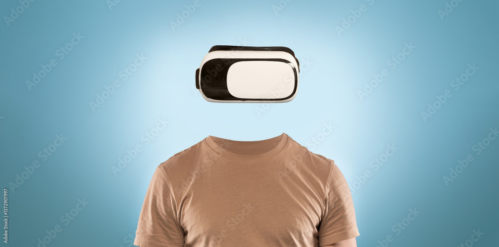 Aufkleber User engages with modern virtual reality technology while wearing a headset in an isolated setting. This device offers immersive experiences that redefine gaming and interaction.