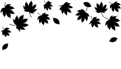 Fall leaves cascading down in silhouettes against a white background during autumn