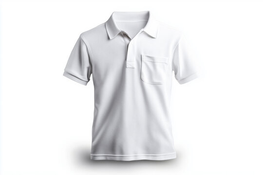 Polo shirt mockup template with pocket, PNG transparency with shadow