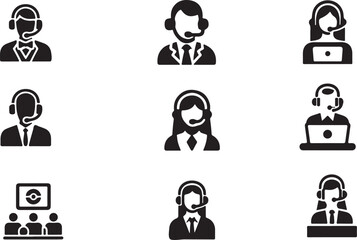 Fototapeta premium customer care icon, call center icon, customer support icon, vector call center communication symbol, customer service, help desk, call center for logo, phone support service vector art
