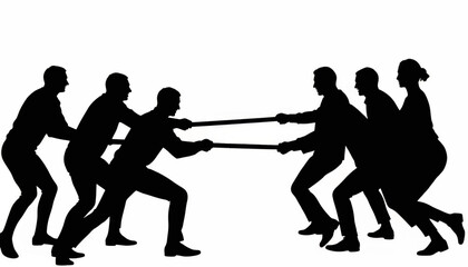 Teams engage in a competitive tug of war on a bright day at an outdoor event for fun and teamwork