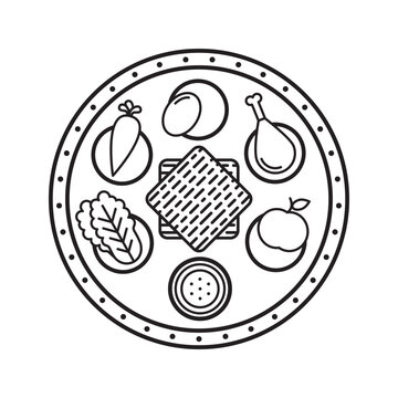 passover seder plate black and white clip art preview