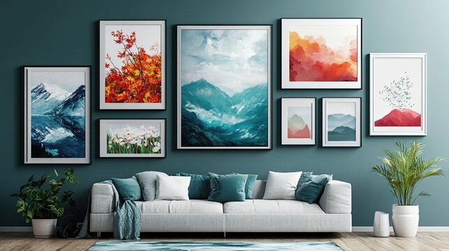 Framed art prints for home interiors, showcasing curated artwork that complements your space and adds personal style.