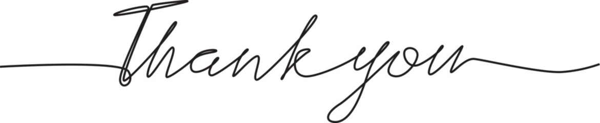 Thank you lettering drawn single continuous line in minimalism
