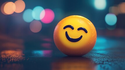 Fototapeta premium Happy emoji on a dark surface