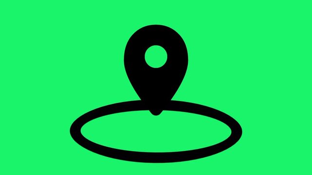 GPS Location Icon Animation on Green Screen, 4K Map Pin Indicator Motion Graphic