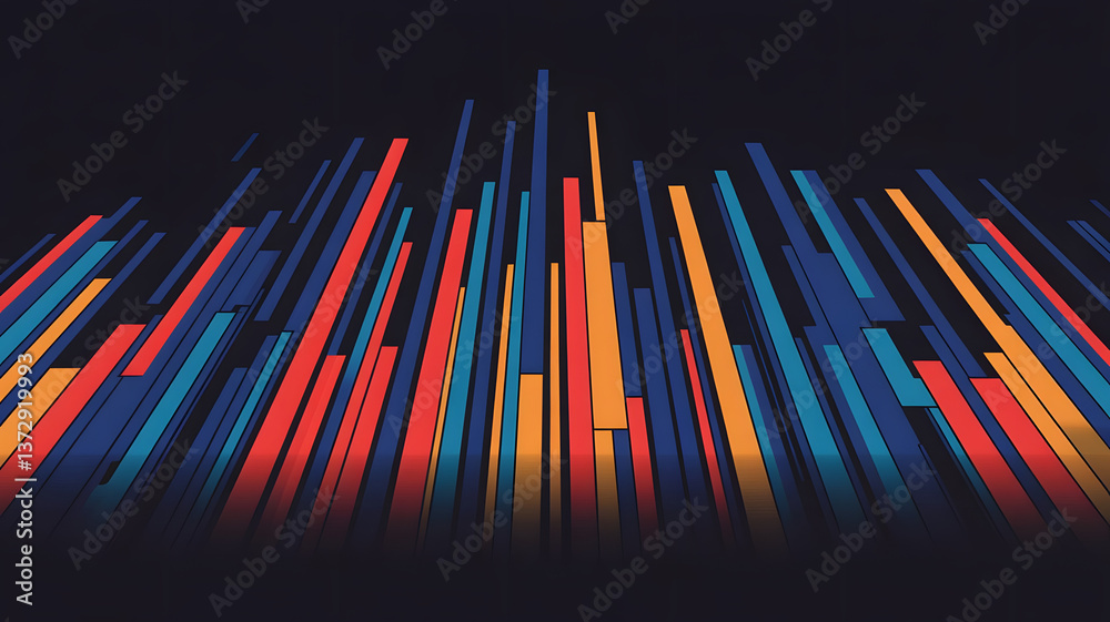 Poster digital spectrum: an abstract artwork presenting an array of colorful vertical lines creating a sens