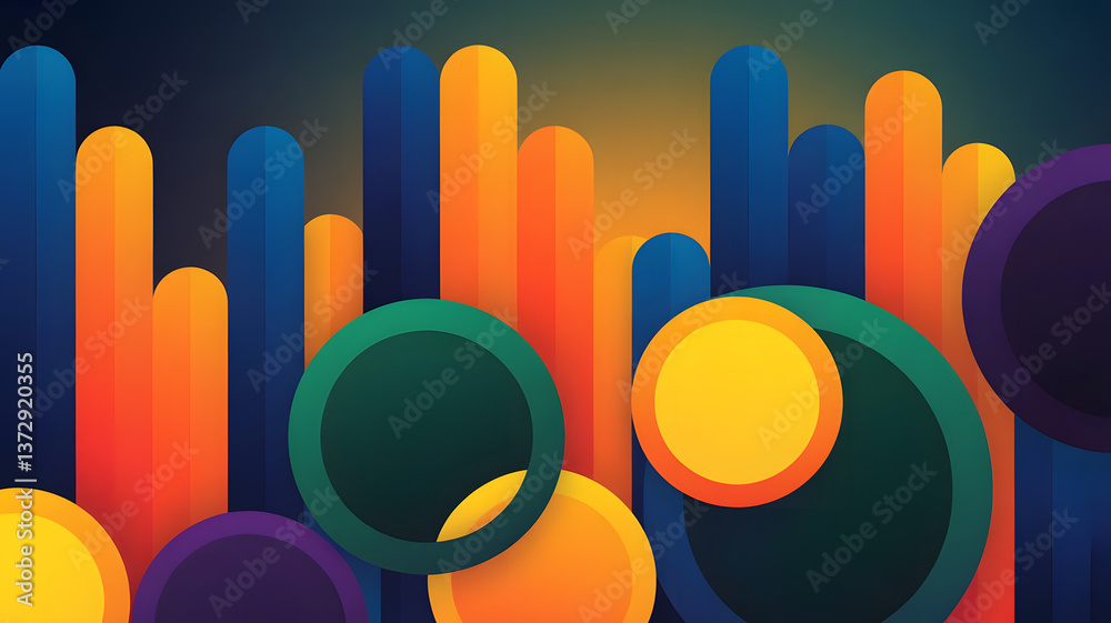 Poster dynamic colorful abstract: a vibrant and dynamic abstract composition featuring a playful array of c