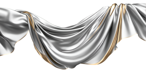 Elegant silver and gold fabric flowing gracefully