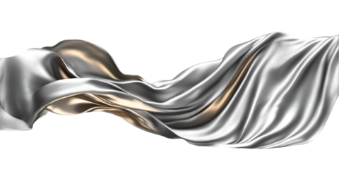 Silver and gold fabric flowing elegantly dark background luxurious textile abstract art design