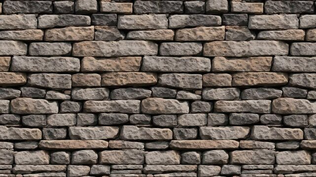 Rustic Stone Wall with Irregular Blocks in Earth Tones