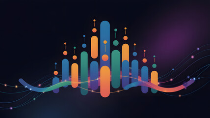 Abstract Data Visualization: Vibrant, modern data visualization, showcasing complex information through colorful lines and shapes, evokes a sense of technological innovation.