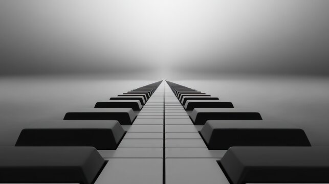 A minimalist depiction of a piano keyboard stretching into infinity