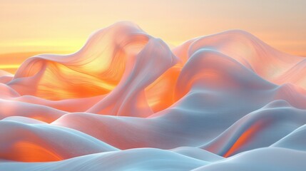 Obraz premium Serene Abstract Landscape with Soft Waves and Gentle Colors at Sunset