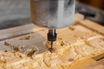 Router cuts out of wood. Woodwork industry