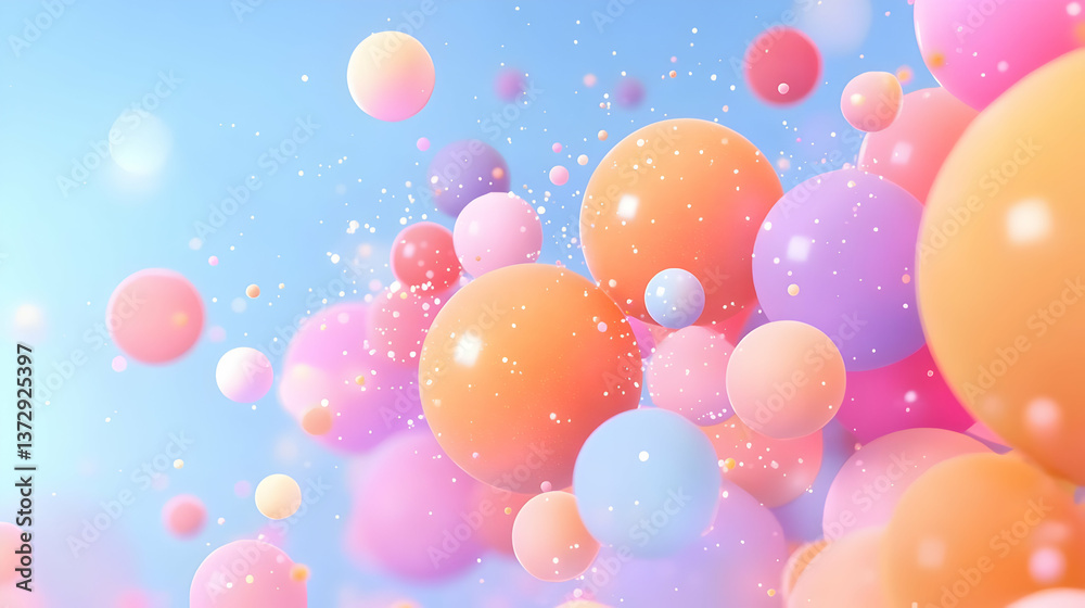 Poster breathtaking array of luminous spheres bursting forth in canvas