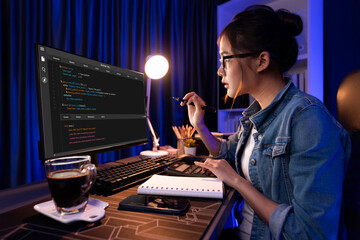 Software development programming on computer screen for brisk application and program coding