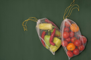 Mesh bag full of vegetables