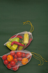 Mesh bag full of vegetables