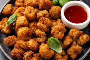 Deep fried squids, seafood with dipping sauce